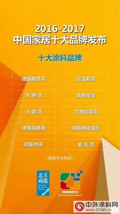 首屆中國家居品牌大會(hui) ，紫荊花榮獲“2016－2017十大塗料品牌”稱號！