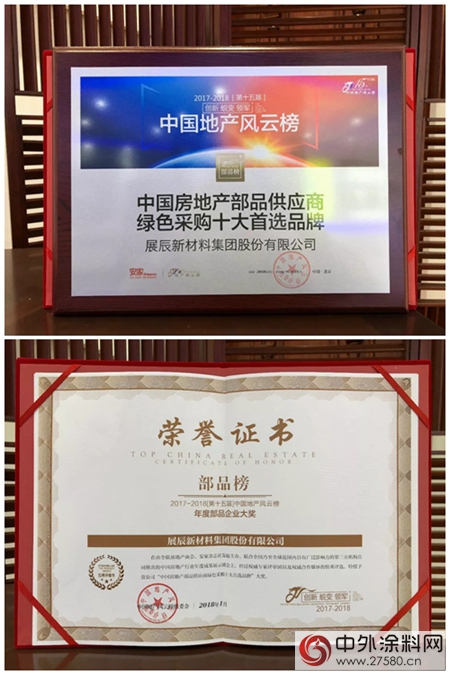 經典品牌獲第十五屆中國地產(chan) 風雲(yun) 榜《供應商綠色采購十大首選品牌》與(yu) 《年度部品企業(ye) 大獎》"126512"