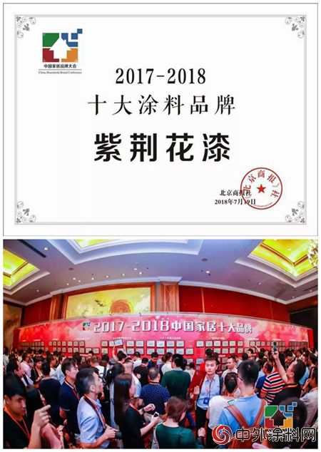 三十餘(yu) 載深耕 加速騰飛 紫荊花塗料喜獲“2017-2018中國家居十大品牌”"128722"