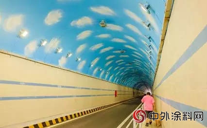紫荊花漆給你的另一片藍天白雲(yun)  ——威海市黃家夼隧道外牆改造工程"128829"