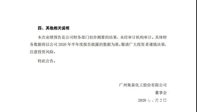 集泰股份預計上半年淨利潤同比增長43.83%-91.77%