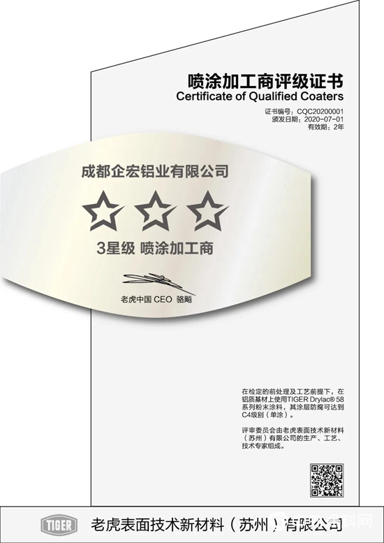 老虎新材料：合格噴塗加工商評級為(wei) 塗裝產(chan) 業(ye) 鏈發展助力"140189"