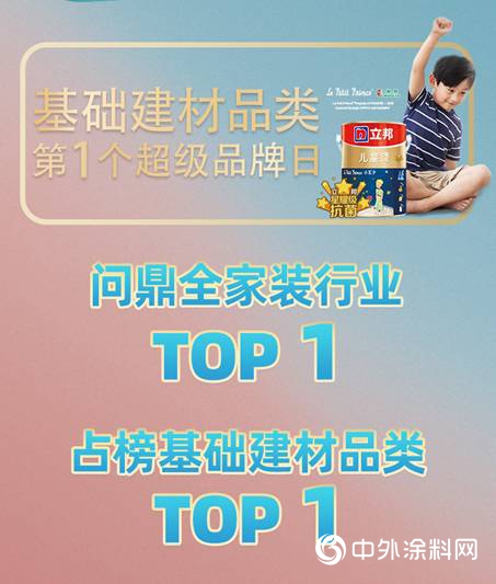 立邦問鼎首個(ge) 基礎建材行業(ye) 天貓超級品牌日，單日銷售額斬獲雙料TOP1