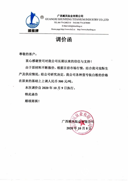 又漲了！鈦白粉再迎一波漲價(jia) 潮