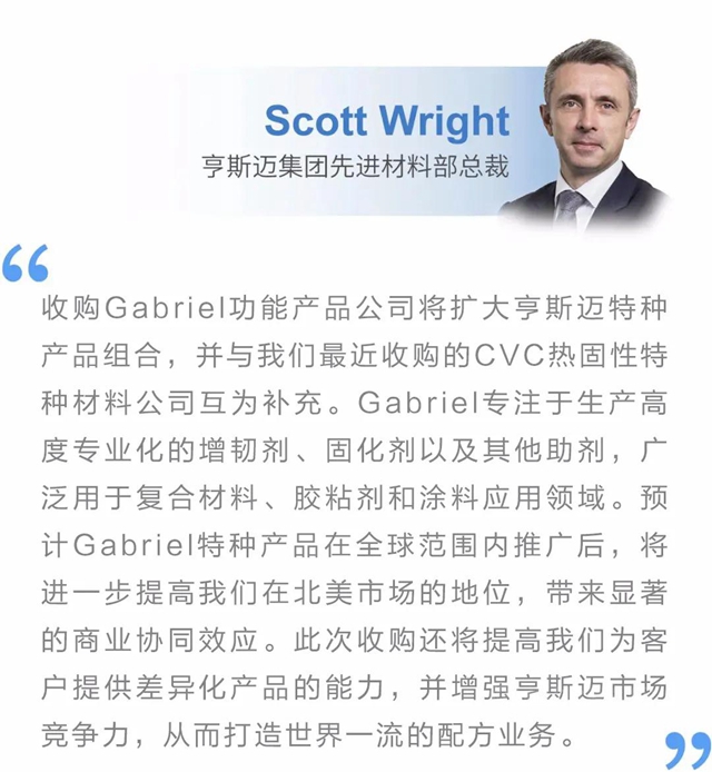 亨斯邁集團宣布收購Gabriel功能產(chan) 品公司