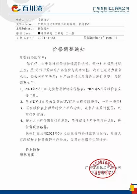 漲了一波又一波！立邦威士伯三棵樹展辰華潤東(dong) 方雨虹百川大寶漲價(jia) 是跟漲還是被逼的？