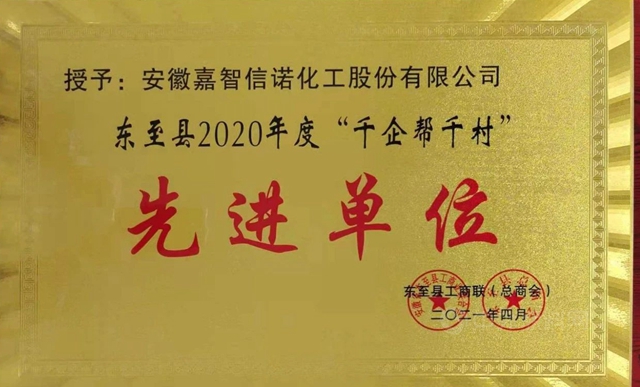 嘉智信諾榮獲東(dong) 至縣2020年度“千企幫千村”先進單位