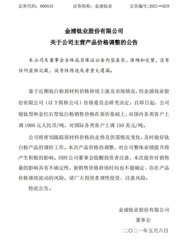 鈦白粉價(jia) 格3個(ge) 月漲4次！塗料企業(ye) 紛紛求饒：無力獨自承擔，利潤快被榨幹了！