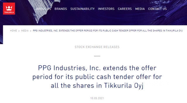 119億(yi) ！PPG付出今年上半年最大一筆“彩禮”收購迪古裏拉