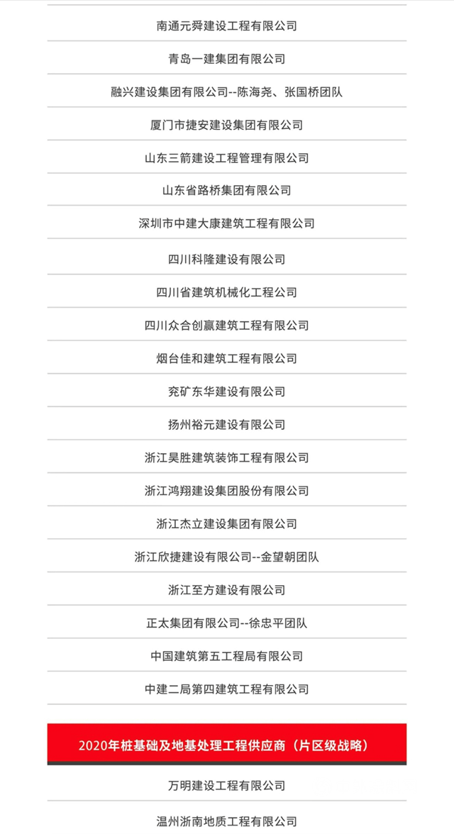 多家防水企業(ye) 榮登中南置地發布2020年度優(you) 秀供應商名錄