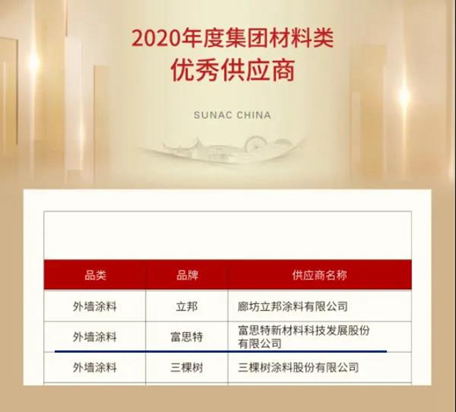 富思特獲融創“優(you) 秀供應商”獎項！