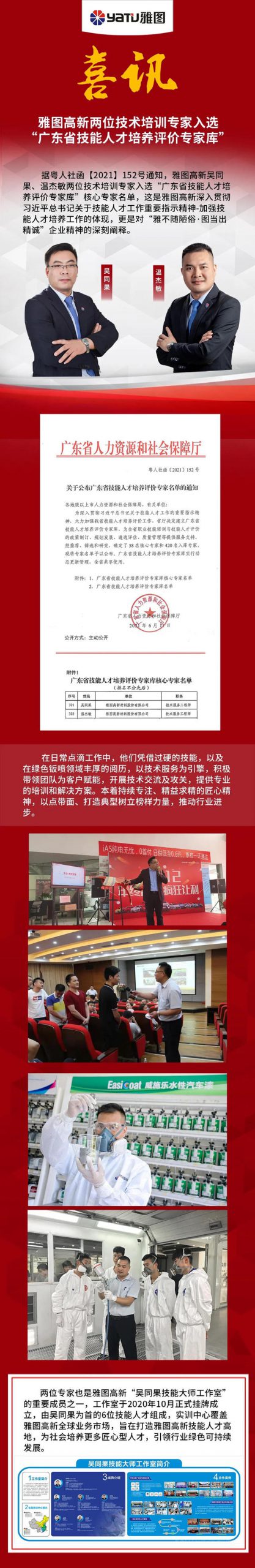 雅圖高新兩(liang) 位技術培訓專(zhuan) 家入選“廣東(dong) 省技能人才培養(yang) 評價(jia) 專(zhuan) 家庫”