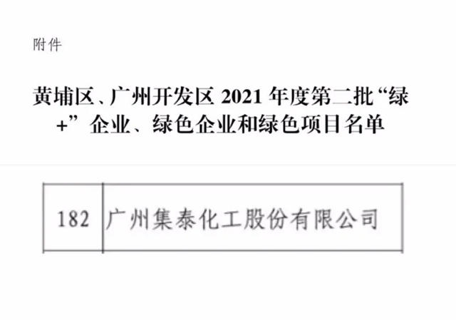 集泰股份榮獲“綠+”企業(ye) 認定