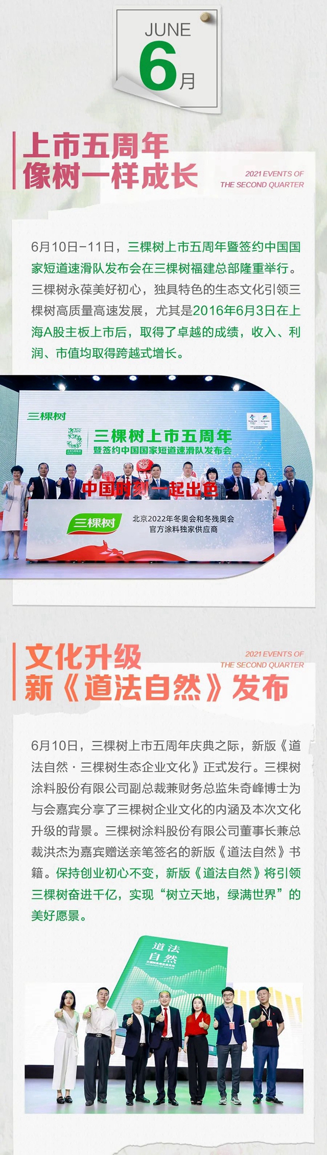 三棵樹2021年第二季度大事件