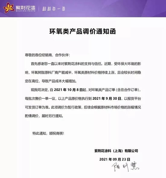 塗料、原料全線上漲！一單一議！原報價(jia) 作廢！必須現款現貨……