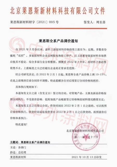 塗料漲價(jia) 後遺症