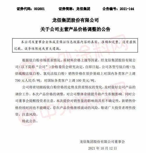 漲瘋了！鈦白粉乳液再掀漲價(jia) 潮！塗料企業(ye) 太難了！