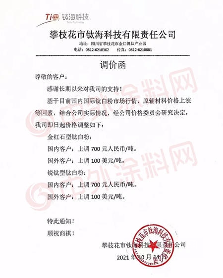 漲瘋了！鈦白粉乳液再掀漲價(jia) 潮！塗料企業(ye) 太難了！