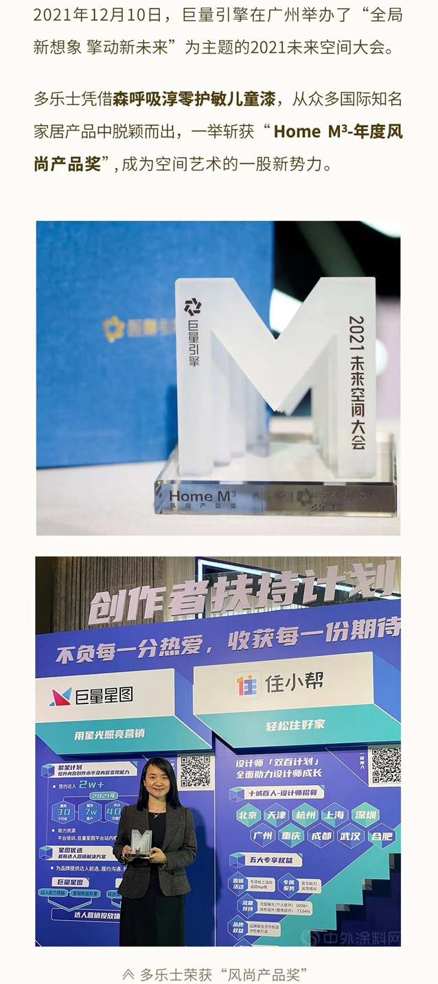 多樂(le) 士榮獲巨量引擎2021未來空間大會(hui) “風尚產(chan) 品獎”！