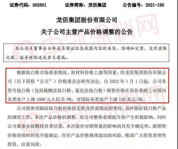 鈦白粉價(jia) 格鎖定明年繼續開漲！鈦白粉企業(ye) 又要“割韭菜”？