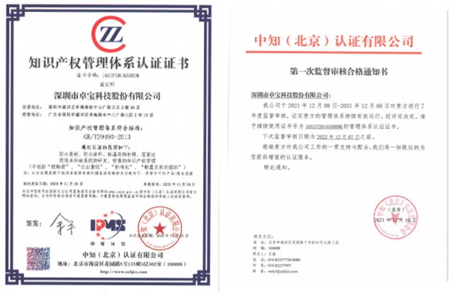 專(zhuan) 利總數行業(ye) 第二！卓寶獲評廣東(dong) 省知識產(chan) 權示範企業(ye) ！