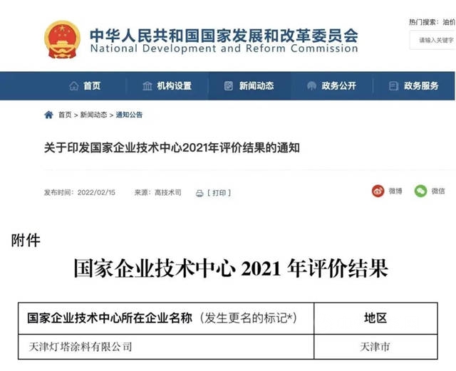 燈塔塗料榮獲2021年度天津市科學技術進步獎