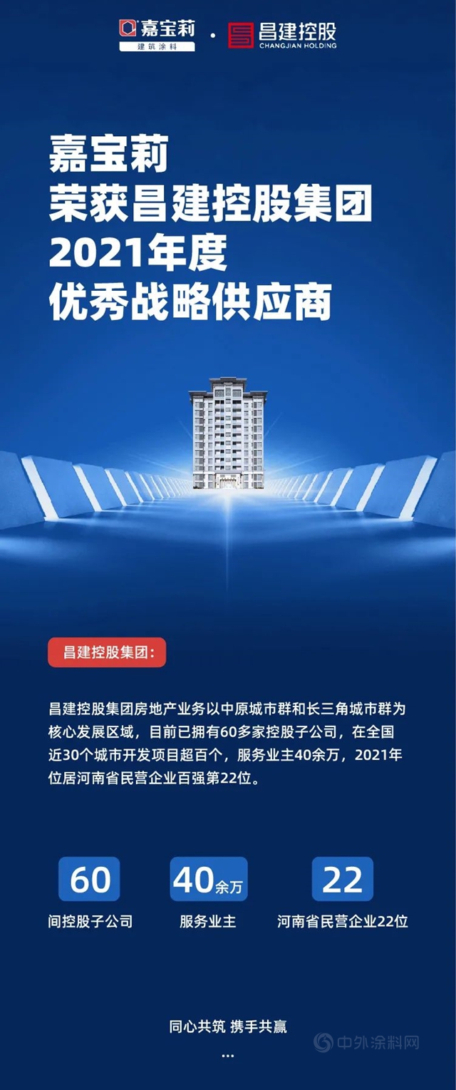 嘉寶莉獲昌建集團年度優(you) 秀戰略供應商