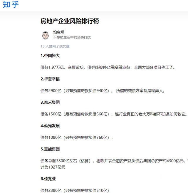 小心踩雷！知名塗企高管的一份地產(chan) 公司風險名單曝光