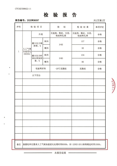 遠超國家標準！北新防水通過一項行業(ye) 領先產(chan) 品專(zhuan) 項檢驗!