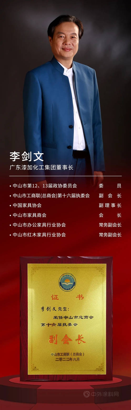 李劍文董事長榮任中山市工商聯第十六屆執委會(hui) 副會(hui) 長