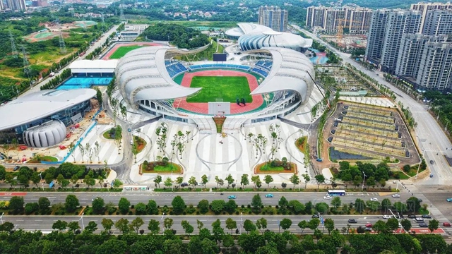 三棵樹工程助力嶽陽市體(ti) 育中心項目，六位一體(ti) 集成係統推進“全民健身”工程再升級