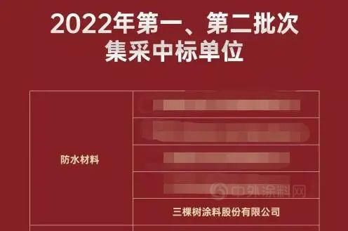 三棵樹防水成功中標中海領潮2022年度第一、二批集采戰略合作