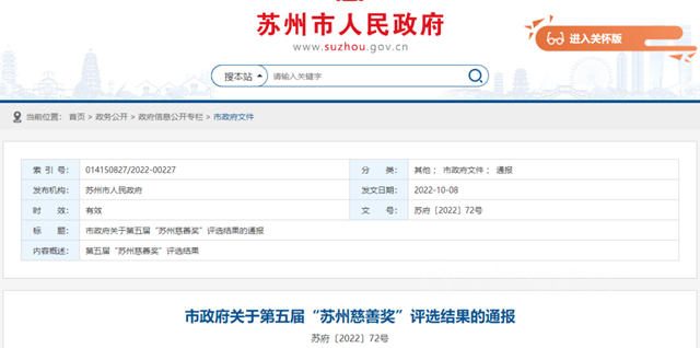 與(yu) 愛同行 凱倫(lun) 股份榮獲第五屆“蘇州慈善獎”最具愛心捐贈企業(ye) 