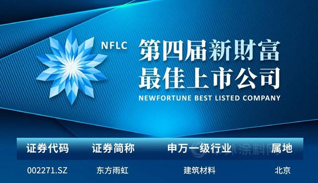 東(dong) 方雨虹上榜第四屆新財富“最佳上市公司”