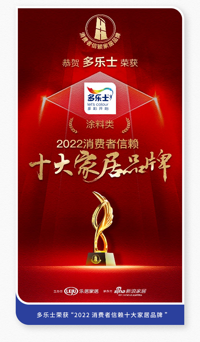 不負眾(zhong) 望，多樂(le) 士再登「2022消費者信賴十大家居品牌」榜單