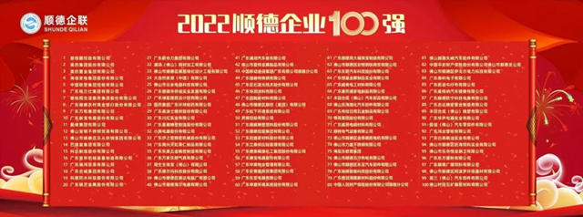 巴德富集團榮登2022年順德“雙百強”榜單