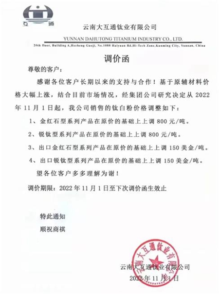 利潤普降，龍佰集團/惠雲(yun) 鈦業(ye) 等十多家鈦企“抱團”漲價(jia) 