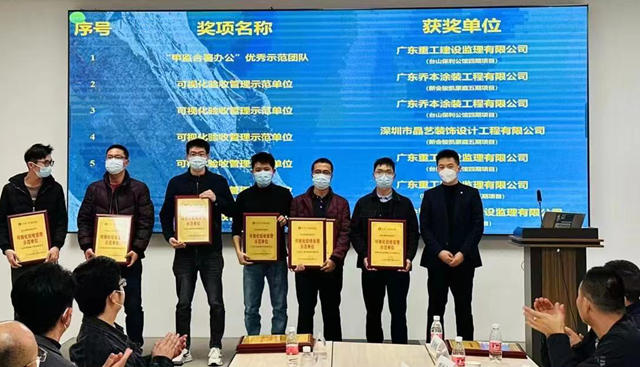 喬(qiao) 本塗裝公司榮獲“可視化驗收管理示範單位”稱號，喻永良、歐陽健漢、林傑同誌榮獲先進個(ge) 人獎項