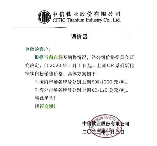 乳液2023首漲！鈦白粉MDI第二漲！萬(wan) 華/巴斯夫/巴德富/保立佳/龍佰/科慕等掀起漲價(jia) 風暴