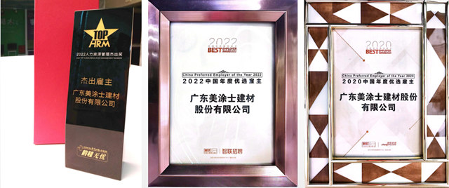 實力認可！美塗士集團榮獲“2022中國年度傑出雇主、優(you) 選雇主”稱號