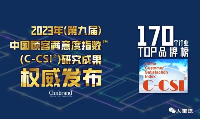 2023年中國顧客滿意度指數發布，大寶漆再獲三項殊榮