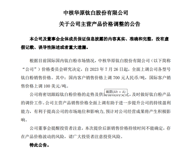 利好政策剛出，鈦白粉又漲了