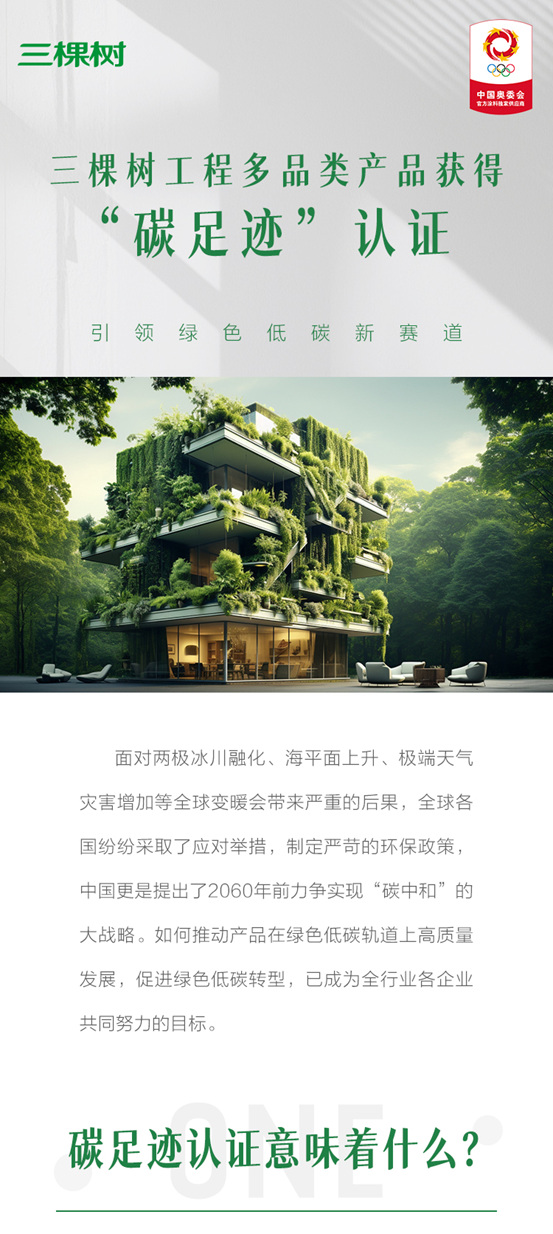 布局綠色低碳新賽道，三棵樹工程多品類產(chan) 品獲得“碳足跡”認證
