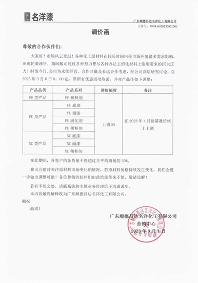 立邦長潤發預警漲價(jia) 太含蓄！名洋漆直接“起義(yi) ”！塗企被迫漲價(jia) 有考量