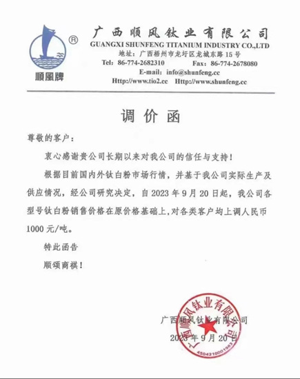 又雙叒叕漲漲漲！鈦白粉紮推漲價(jia) ，集中爆發！