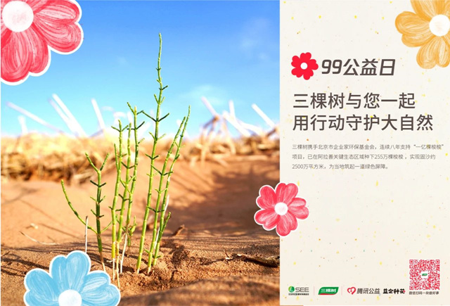 “一億(yi) 棵梭梭樹”十周年，三棵樹助力建設荒漠中的綠色屏障