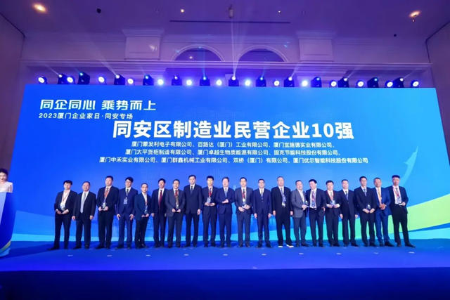 固克節能榮獲“2023同安區製造業(ye) 民營企業(ye) 10強”