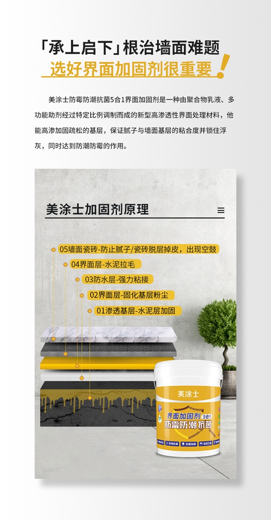 美塗士防黴防潮抗菌5合1界麵加固劑，潮氣退退~