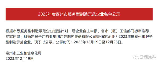 雲(yun) 湖塗料被評選為(wei) 2023年度泰州市服務型製造示範企業(ye) 