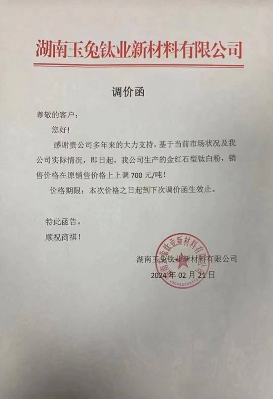 滿月即漲！一月一漲！鈦白粉掀起今年第二輪漲價(jia) 潮